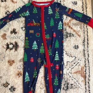 Little Sleepies Blue and Red Holiday Onesie